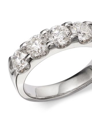 Certified Diamond 5 Stone Band in 18K White Gold, 2 tcw&nbsp;