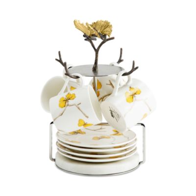 Butterfly Ginkgo Demitasse Cup & Saucer Set with Stand