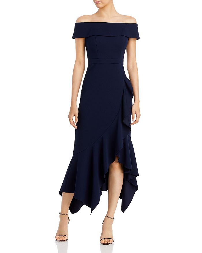 Fold-over Collar Gathered Silk Midi Dress - Ready to Wear