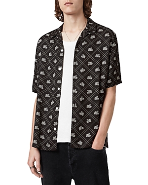 Allsaints Rose Check Print Relaxed Fit Button Down Camp Shirt
