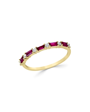 Bloomingdale's Ruby & Diamond Stacking Ring In 14k Yellow Gold - 100% Exclusive In Red/gold