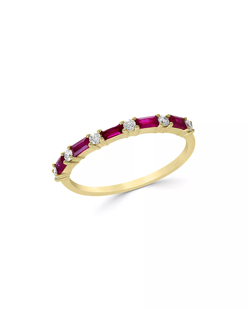 Bloomingdale's Fine Collection Ruby & Diamond Stacking Ring in 14K Yellow Gold
