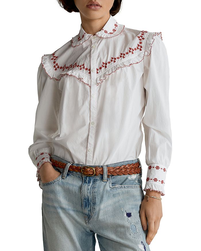 Ralph lauren ruffle hotsell shirt