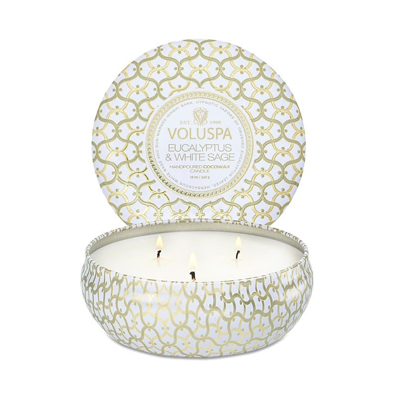 Voluspa Eucalyptus & White Sage Three Wick Tin Candle 12 Oz.