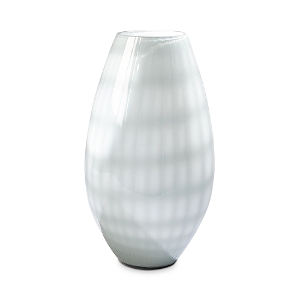 Global Views Horizontal Stripe Light Grey Vase, Large In Blue/gray