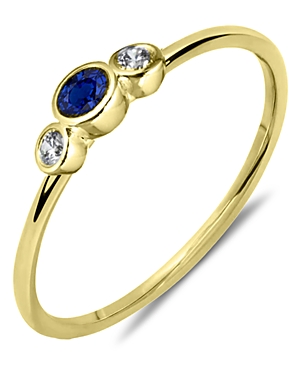 Meira T 14k Yellow Gold Blue Sapphire & Diamond Bezel Ring In Blue/gold
