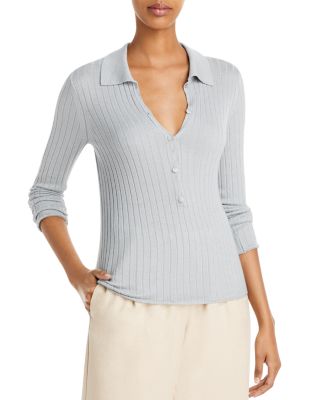 ribbed polo cardigan