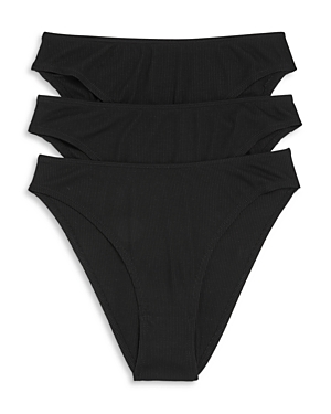 Honeydew Linds Ribbed High-cut Thongs, Set Of 3 In Black/black/black