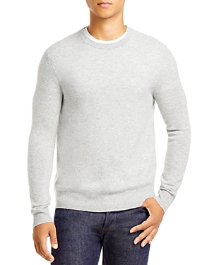 The Men's Store At Bloomingdale's Cotton Tipped Textured Birdseye Regular Fit Crewneck Sweater - 100 In Heather Gray