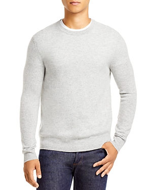 The Men's Store At Bloomingdale's Cotton Tipped Textured Birdseye Regular Fit Crewneck Sweater - 100 In Dove Gray
