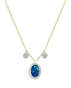 Meira T 14k White & Yellow Gold Opal & Diamond Drop Necklace, 18 In Blue/gold