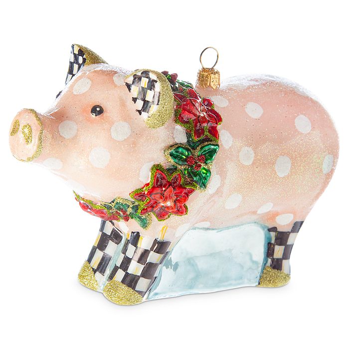 Mackenzie Childs Polka Dot Pig Glass Ornament Bloomingdale s