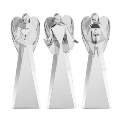 Nambé - Faith, Love & Peace Mini Angel Figurines, Set of 3