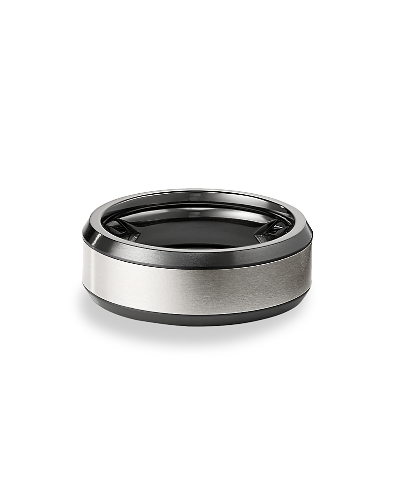 David Yurman Men's Black & Gray Titanium 8.5mm Beveled Band