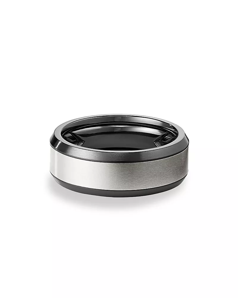 David Yurman Men's Black & Gray Titanium 8.5mm Beveled Band