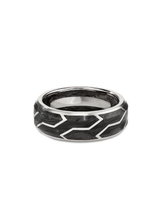 David Yurman Men's 18K White Gold Forged Carbon 8.5mm Band