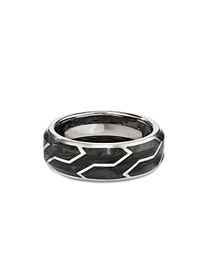 Men's 18K White Gold Forged Carbon 8.5mm Band