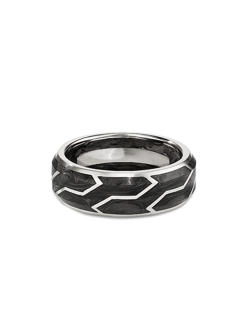 David Yurman Men's 18K White Gold Forged Carbon 8.5mm Band