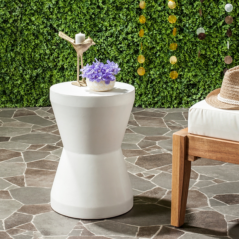 Safavieh Torre Indoor/outdoor Modern Concrete 17.3-inch H Accent Table In Ivory