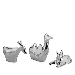 Nambe Animals 3-piece Mini Nativity Set In Silver