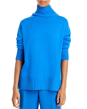 Lafayette 148 Ribbed Cashmere Blend Turtleneck Sweater In Ultramarine
