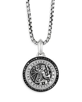 David Yurman - Men's Sterling Silver St. Christopher Medallion Amulet with Pavé Black Diamonds