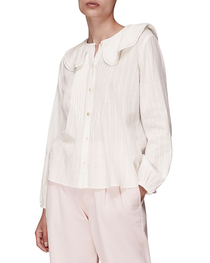 Whistles Darcie Collared Pleated Top Bloomingdale's