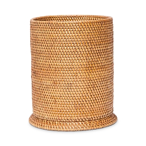 Pigeon & Poodle Dalton Rattan Wastebasket In Brown