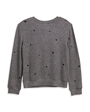 Splendid Girls' Hacci Star Print Sweatshirt - Big Kid In Charcoal