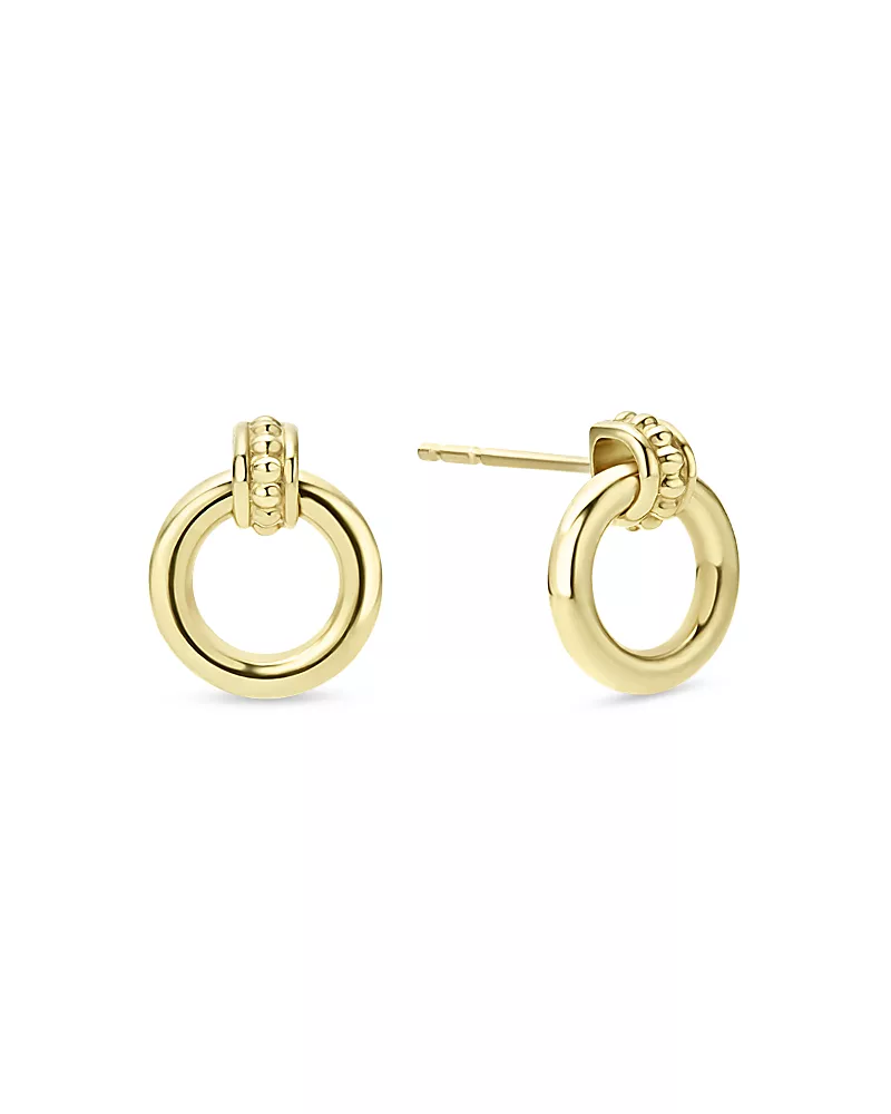 Lagos Meridian 18K Yellow Gold Caviar Polished Circle Drop Earrings