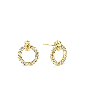 Shop Lagos Meridian 18k Yellow Gold Caviar Diamond Circle Drop Earrings