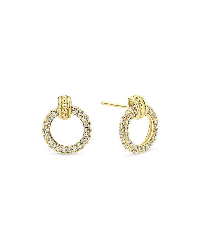 LAGOS - Meridian 18K Yellow Gold Caviar Diamond Circle Drop Earrings