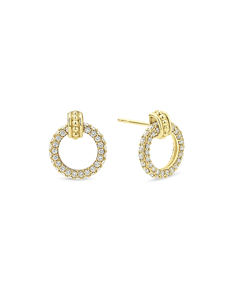 Lagos 18k Yellow Gold Caviar Diamond Circle Drop Earrings In Gold