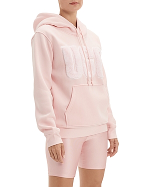 Ugg Rey Fuzzy Logo Pullover Hoodie In Lotus Blossom