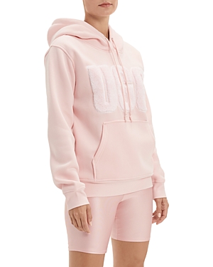 Shop Ugg Rey Fuzzy Logo Hoodie In Lotus Blossom