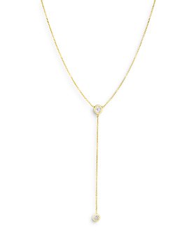 Roberto Coin Yellow Gold Long Zipper Y Necklace with Pavé Diamond Pull, 33, 8882998AY33X