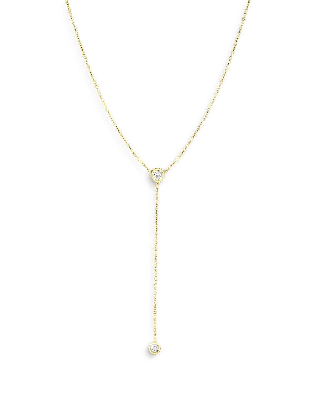 18K Yellow Gold Tiny Treasures Diamond Y Necklace, 16"