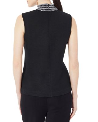 Embroidered Mock Neck Tank