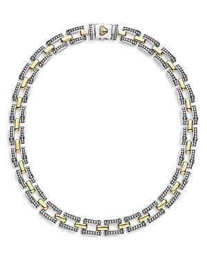 Lagos 18K Yellow Gold & Sterling Silver High Bar Link Statement Necklace, 16