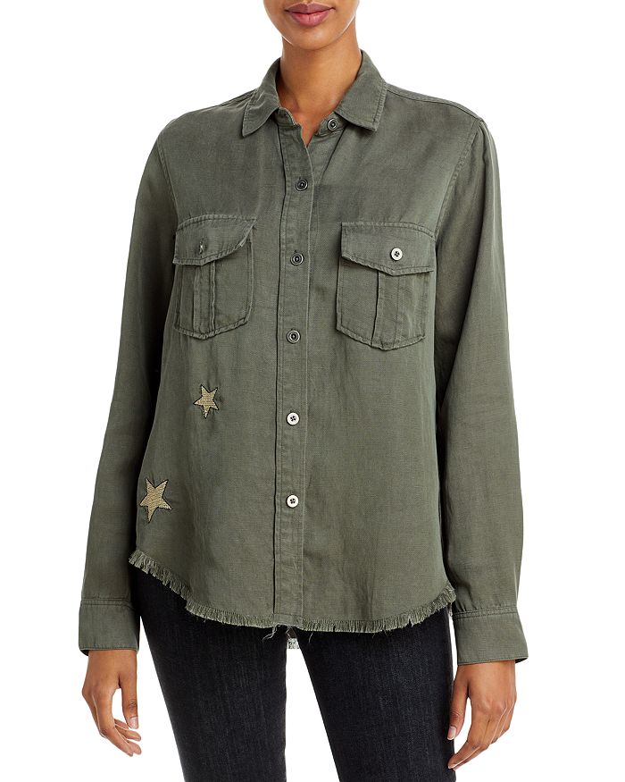 Rails Loren Raw Hem Star Embroidered Shirt | Bloomingdale's