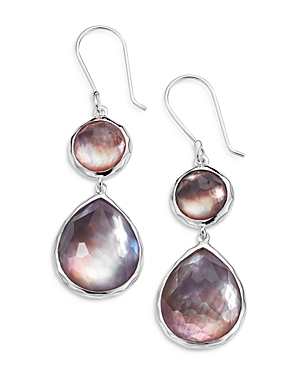 Ippolita Sterling Silver 925 Rock Candy Brown Shell & Crystal Doublet Drop Earrings In Purple/silver