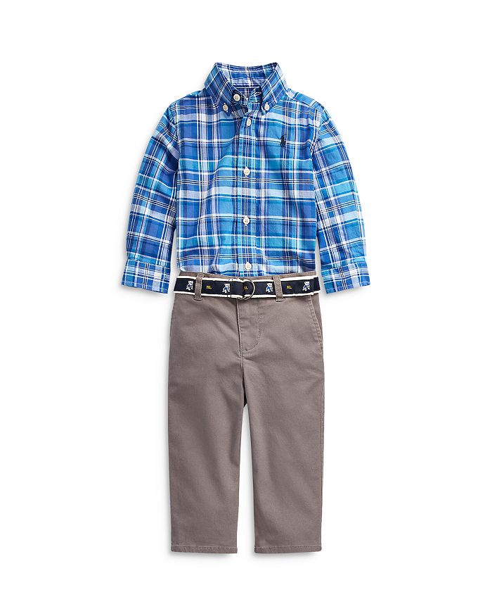 Ralph Lauren Polo Boys' Plaid Shirt, Twill Pants u0026 Belt Set - Baby |  Bloomingdale's