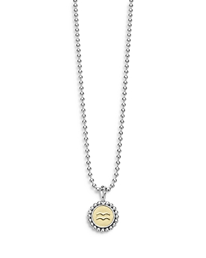 LAGOS STERLING SILVER AND 18K YELLOW GOLD SIGNATURE CAVIAR ZODIAC PENDANT NECKLACE, 16,07-81182-Z11ML