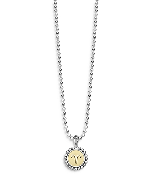 Lagos Signature Caviar Zodiac Pendant Necklace In Aries