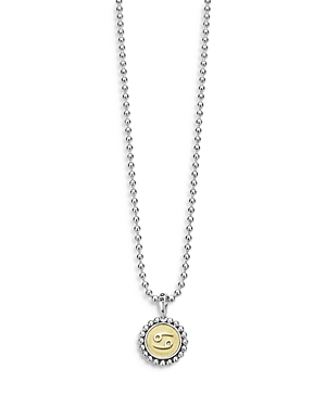 Shop Lagos Sterling Silver And 18k Yellow Gold Signature Caviar Zodiac Pendant Necklace, 16 In Cancer
