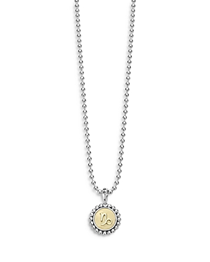 Lagos Sterling Silver and 18K Yellow Gold Signature Caviar Zodiac Pendant Necklace, 16