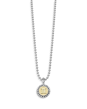 Shop Lagos Sterling Silver And 18k Yellow Gold Signature Caviar Zodiac Pendant Necklace, 16 In Gemini