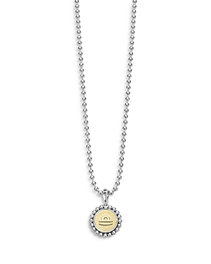 LAGOS STERLING SILVER AND 18K YELLOW GOLD SIGNATURE CAVIAR ZODIAC PENDANT NECKLACE, 16,07-81182-Z7ML