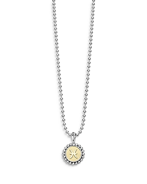 LAGOS STERLING SILVER AND 18K YELLOW GOLD SIGNATURE CAVIAR ZODIAC PENDANT NECKLACE, 16,07-81182-Z12ML