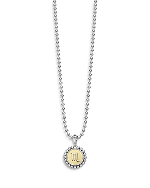 Shop Lagos Sterling Silver And 18k Yellow Gold Signature Caviar Zodiac Pendant Necklace, 16 In Scorpio